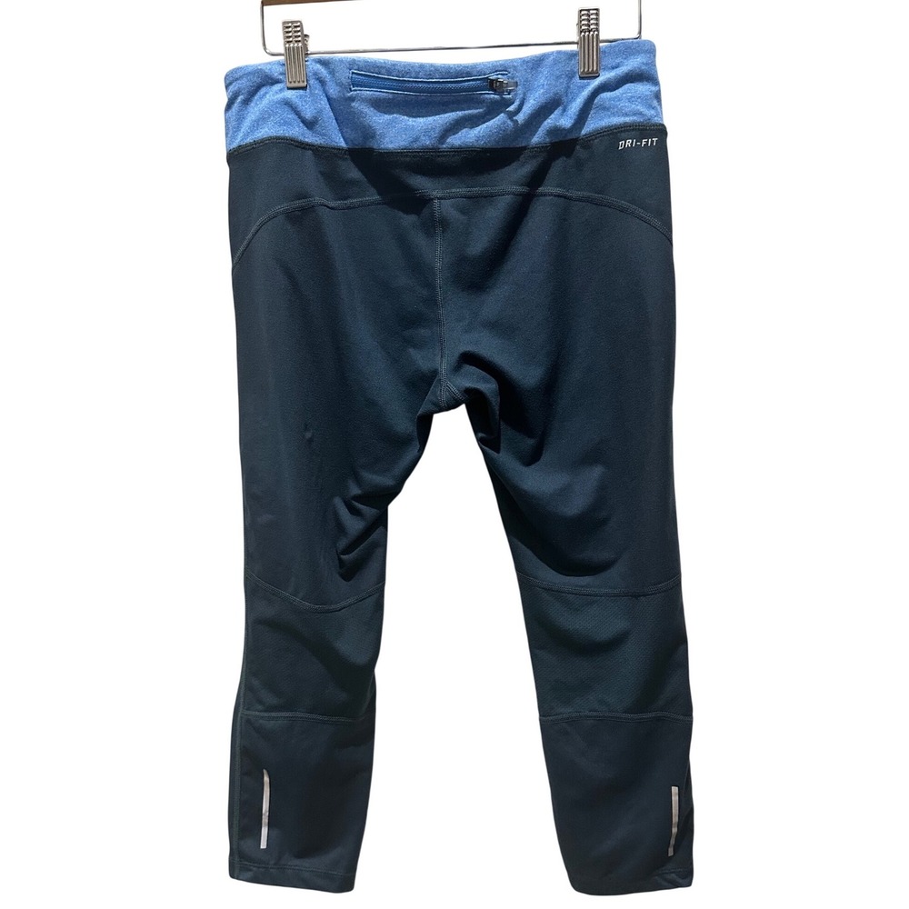 Nike Dri-FIT Running Leggings Women Large Blue Excellent Crop Zipper Pocket - Picture 3 of 14